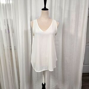 2/$30 Lush‎ Off White Sleeveless Womens Blouse Size S Lace Back Panel